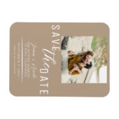 Beige Save the Date Foto Bruiloft Magneet (Horizontaal)