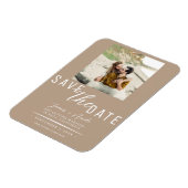 Beige Save the Date Foto Bruiloft Magneet (Linkerzijde)