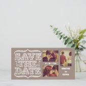  beige Save the Date Typography Fotokaart (Staand voorkant)