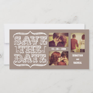 beige Save the Date Typography Fotokaart