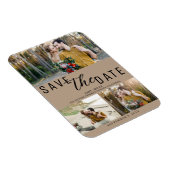 Beige Save the Date Wedding 3 foto's Magneet (Rechterzijde)