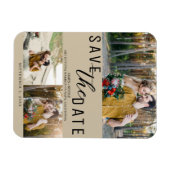 Beige Save the Date Wedding 3 foto's Magneet (Horizontaal)