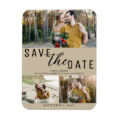 Beige Save the Date Wedding 3 foto's Magneet (Verticaal)