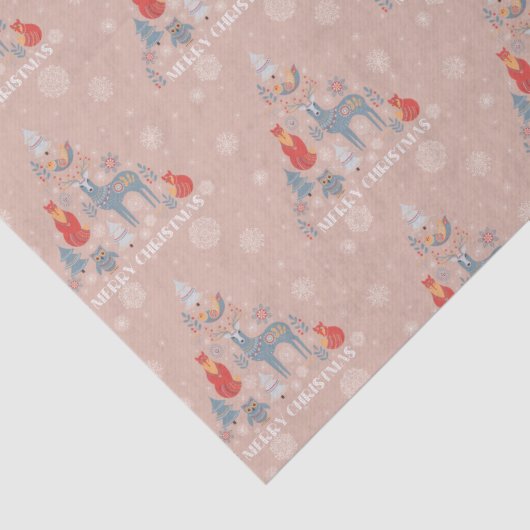 Beige Scandinavische rendierboom Snowflake Tissuepapier (Detail)