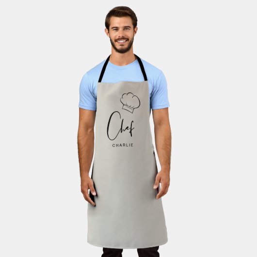 Beige schattig pet en manuscript gepersonaliseerd schort (Gedragen)