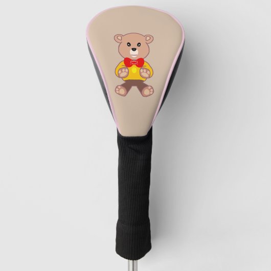 Beige Schattigee Bowtie Teddy Bear Golfheadcover (Voorkant)