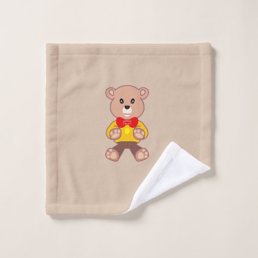 Beige Schattigee Bowtie Teddy Bear Handdoek (Wasdoekje)