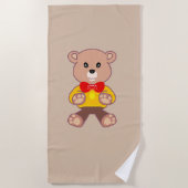 Beige Schattigee Bowtie Teddy Bear Strandlaken (Voorkant)