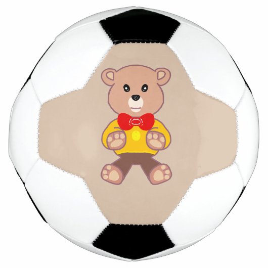 Beige Schattigee Bowtie Teddy Bear Voetbal (Voorkant)
