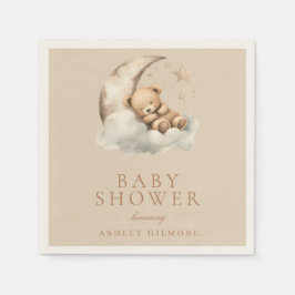 Beige Schattigee teddybeer neutraal Baby shower Servet
