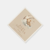 Beige Schattigee teddybeer neutraal Baby shower Servet (Hoek)