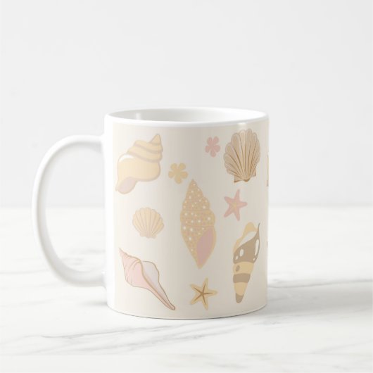 Beige Schelpen Patroon Koffiemok (Links)