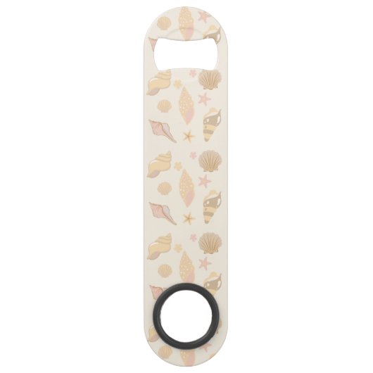 Beige Schelpen Patroon Speed Flessenopener (Voorkant)