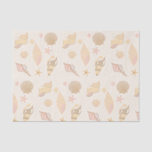 Beige Schelpen Patroon Tissuepapier (Voorkant)