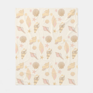 Beige Schelpenpatroon Fleece Deken