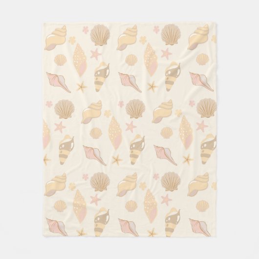 Beige Schelpenpatroon Fleece Deken (Voorkant)