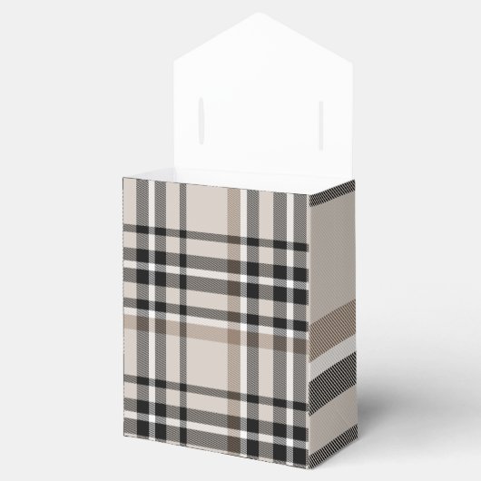 Beige Schotse Tartan Plaid Bedankdoosjes (Geopend)