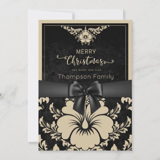 Beige schrift prettig kerstfeest en een gelukkig n kaart (Voorkant)