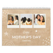 Beige Scribble Happy Moederdag Custom Photo Kalender (Hoes)