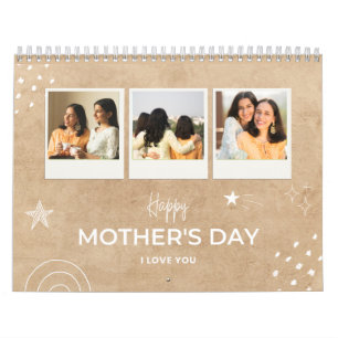 Beige Scribble Happy Moederdag Custom Photo Kalender