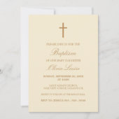 Beige Script Elegant Cream Baptism Invitation Kaart (Voorkant)