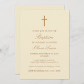 Beige Script Elegant Cream Baptism Invitation Kaart (Voorkant / Achterkant)