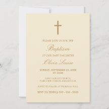 Beige Script Elegant Cream Baptism Invitation