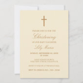Beige Script Elegant Cream Christening Uitnodiging (Voorkant)