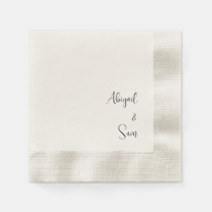 Beige Script gepersonaliseerde bruiloft cocktail Servet