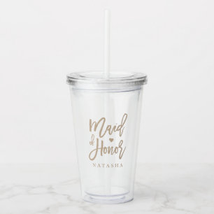 Beige Script Maid of Honor Acryl Drinkbeker