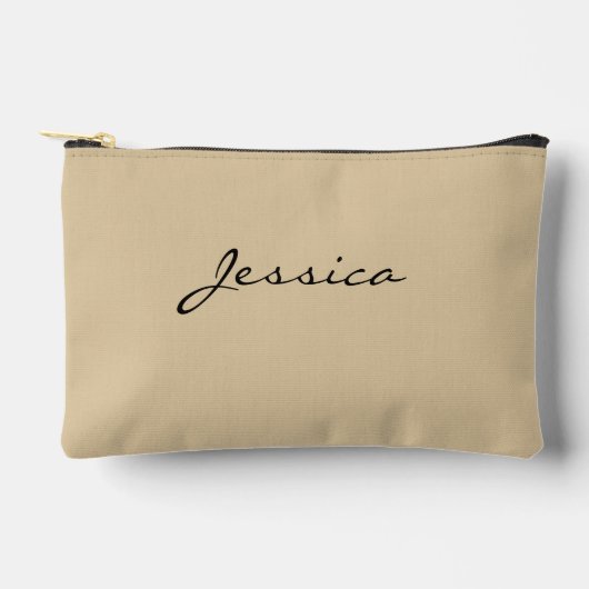 Beige Script Naam Minimalistische Moderne Reis Typ Etui (Voorkant)