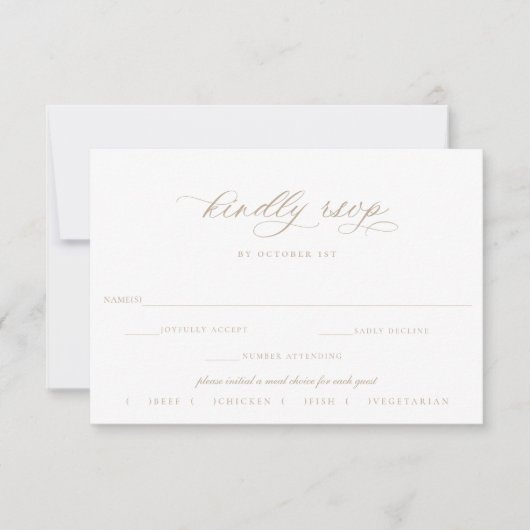 Beige Script Wedding RSVP Meal Choice (Voorkant)