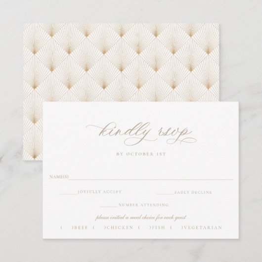 Beige Script Wedding RSVP Meal Choice (Voorkant / Achterkant)