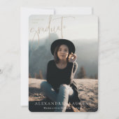 Beige Scripted Portrait Afstuderen Foto Aankondiging (Voorkant)