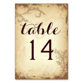 beige scroll blad bruiloft tafel nummer kaart