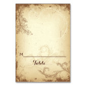  beige scrollleaf bruiloft gevouwen plaats kaart (Voorkant)