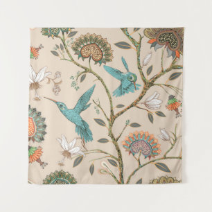 Beige seamless pattern with stylized flowers and b wandkleed