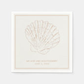 Beige Seashell Beach bruiloft servetten (Voorkant)