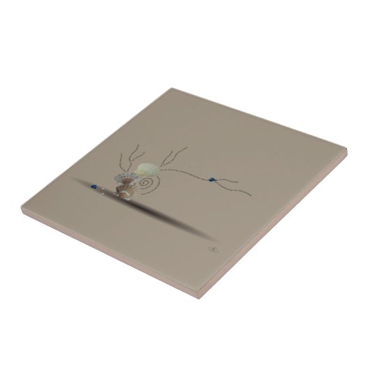 Beige seashell roze tegel als badkamer voor het de tegeltje (Zijkant)