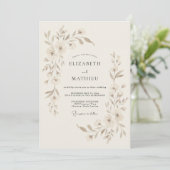 Beige Serene Botanische Trouwdag Kaart (Staand voorkant)