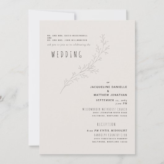 Beige Serenity Beide ouders 2 Uitnodiging van een  (Voorkant)