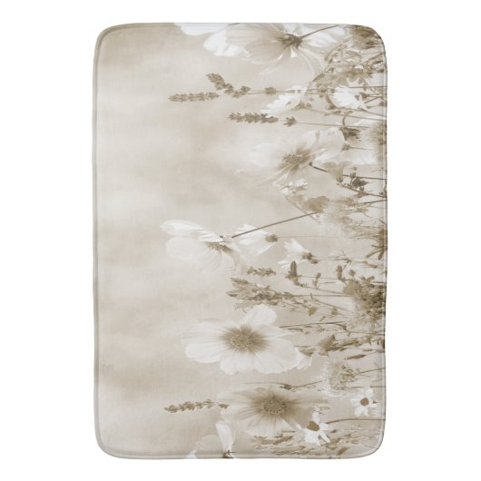 Beige Shaded Wild Flowers Badmat (Voorkant Verticaal)