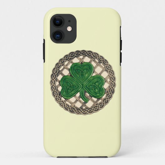 Beige Shamrock en Celtic Knots iPhone 5 Hoesje (Achterkant)