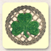 Beige Shamrock en Celtic Knots Onderzetters (Voorkant)