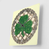 Beige Shamrock & Keltische knopen Klok met Romeins (Hoek)