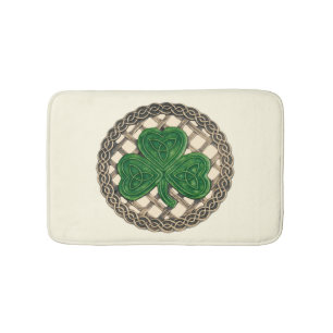Beige Shamrock on Celtic Knots Bath Mat