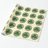 Beige shamrock on Celtic Knots wrapping Paper Cadeaupapier (Uitgerold)