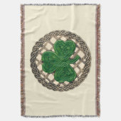 Beige Shamrock on Celtic Knowand Throw Blanket Deken (Voorkant Verticaal)