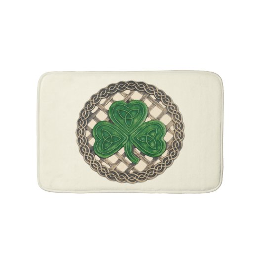 Beige Shamrock op Keltische Knots Badmat (Voorkant)