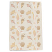 Beige Shells Pattern Medium Cadeauzakje (Voorkant)